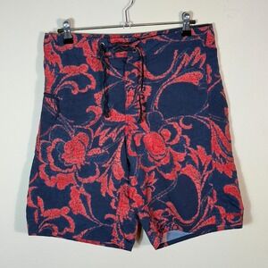 Patagonia Mens Board Shorts Swim Trunks Floral Print Blue‎ Red Size 30